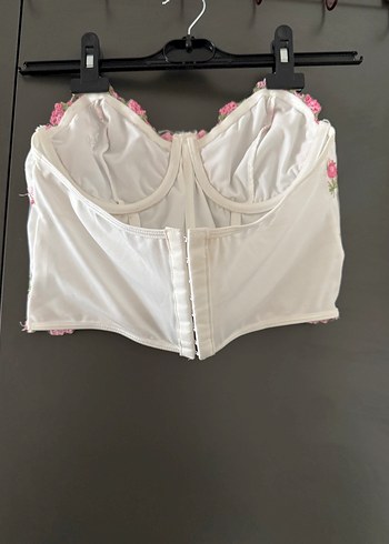 Dantel İşlemeli Pembe Straplez Mini Büstiyer - Görsel 2