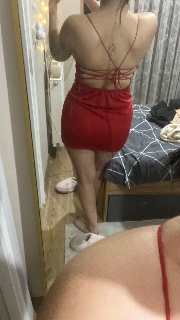 Kırmızı V Yakalı Mini Elbise - Görsel 2