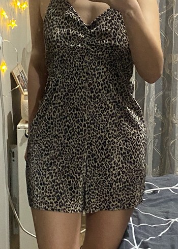 Kahverengi Leopar Desenli Kadın Tulum - Görsel 2