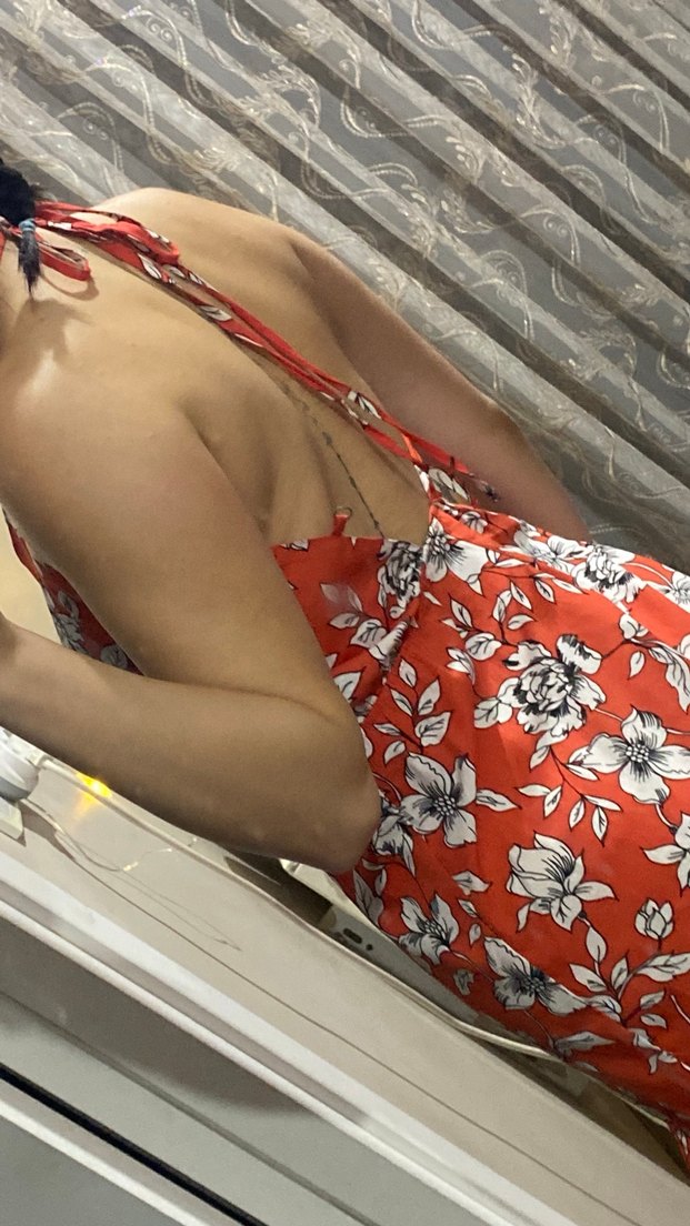 Çiçek Desenli Kırmızı Kadın Kısa Tulum - Görsel 2