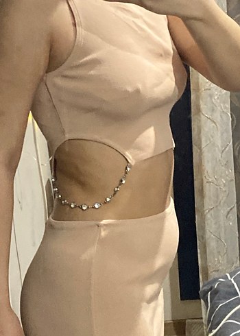 Bej Zincir Detaylı Kadın Body Chain - Görsel 3