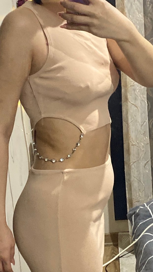 Bej Zincir Detaylı Kadın Body Chain - Görsel 3