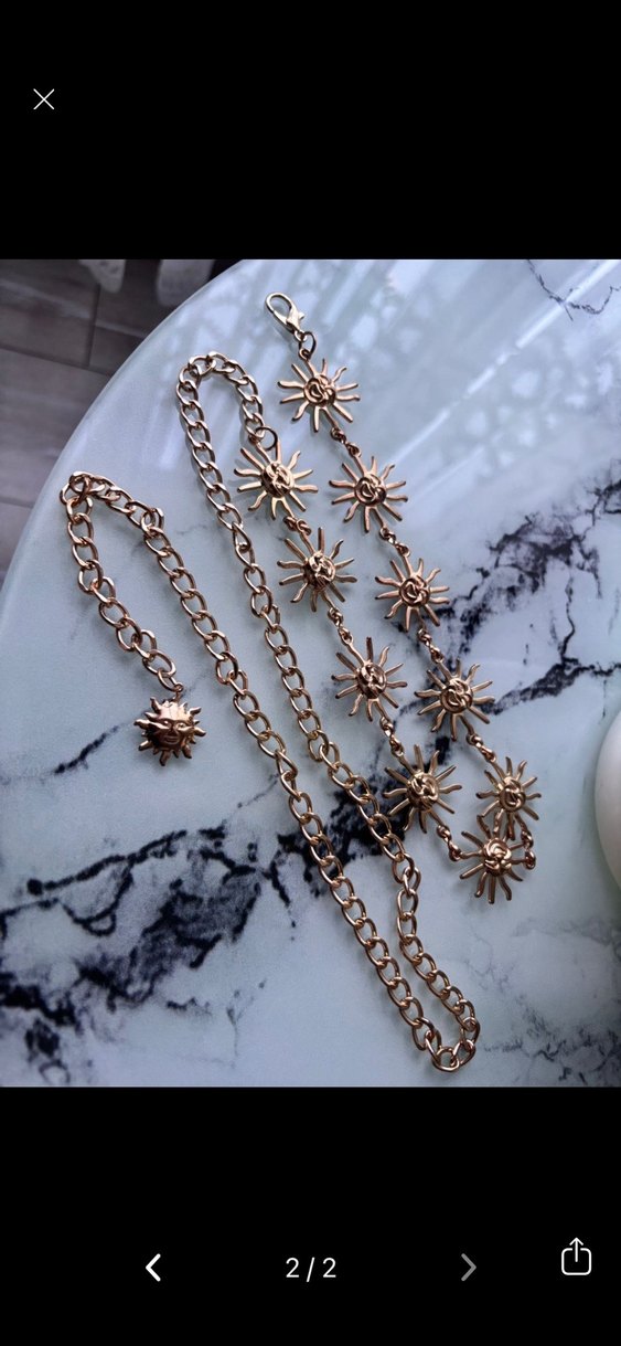 Altın Renkli Güneş Detaylı Kadın Vücut Zinciri - Görsel 2