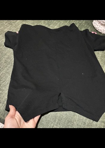 Kız Çocuk Pullu Baskılı Siyah Tişört - Görsel 3