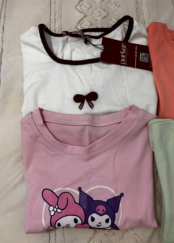 Kız Çocuk Pamuklu Baskılı Kısa Kollu Tişört - Görsel 2