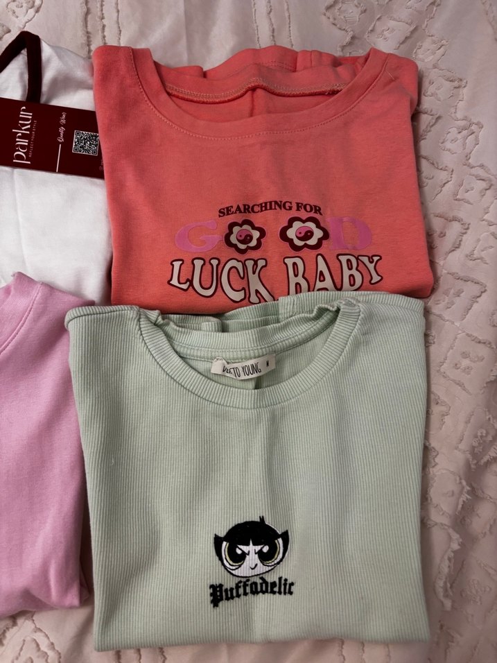 Kız Çocuk Pamuklu Baskılı Kısa Kollu Tişört - Görsel 3