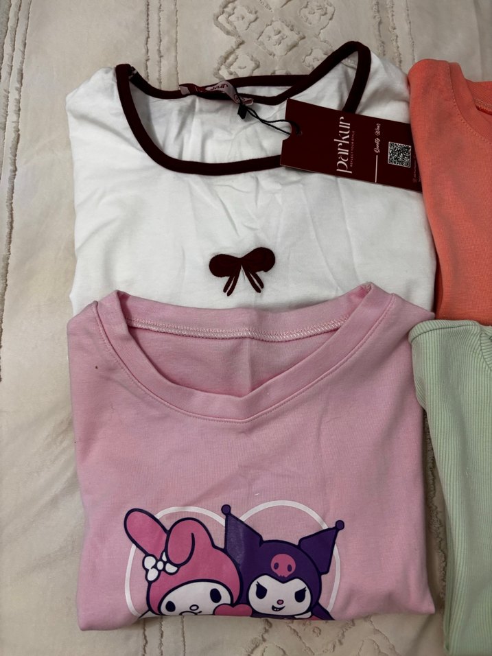 Kız Çocuk Pamuklu Baskılı Kısa Kollu Tişört - Görsel 2