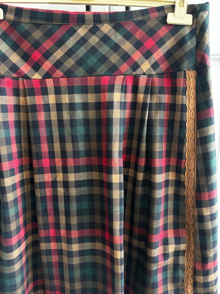 Kadın Piliseli Uzun Ekose Etek - Görsel 2