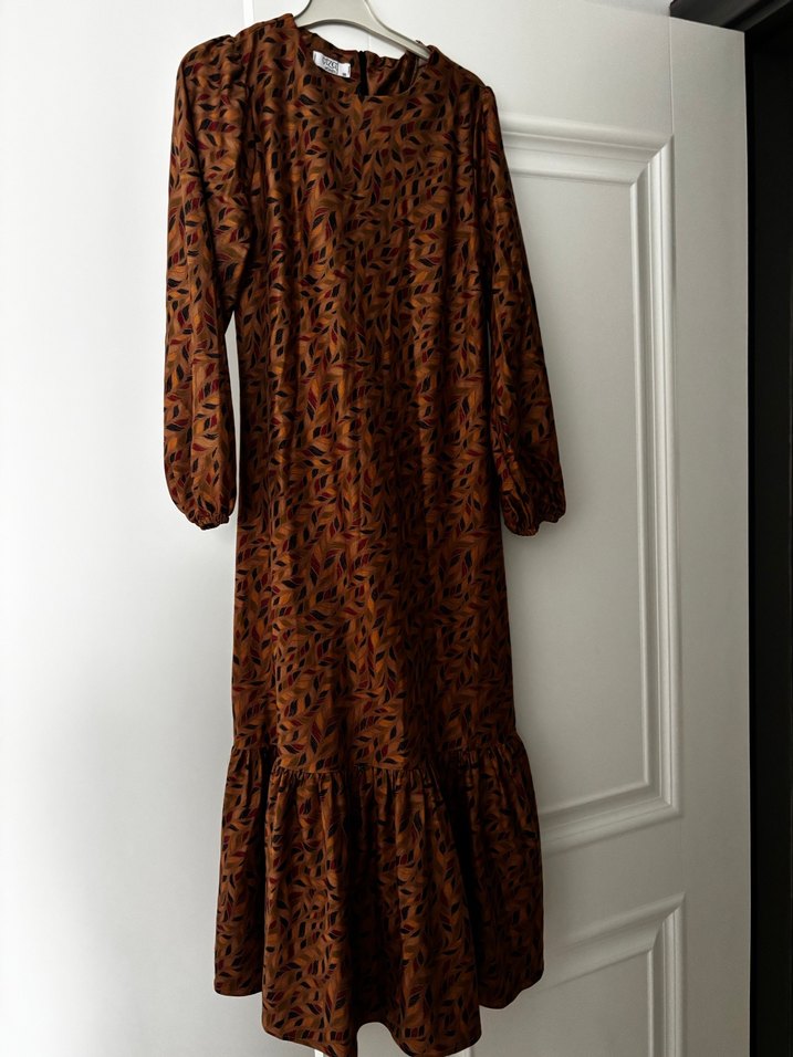 Kahverengi Bohem Uzun Elbise - Görsel 3