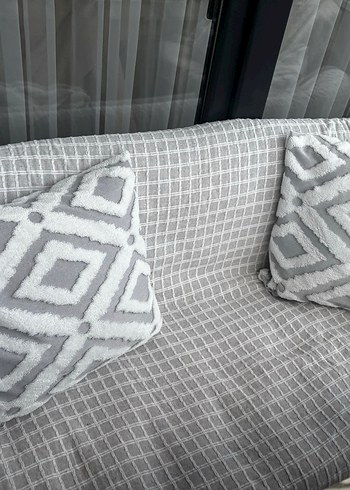 Gri Bohem Nakışlı Dekoratif Yastık 2 li - Görsel 2