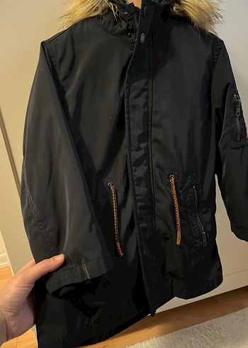 Siyah Erkek Çocuk Fermuarlı Kaban - Görsel 2