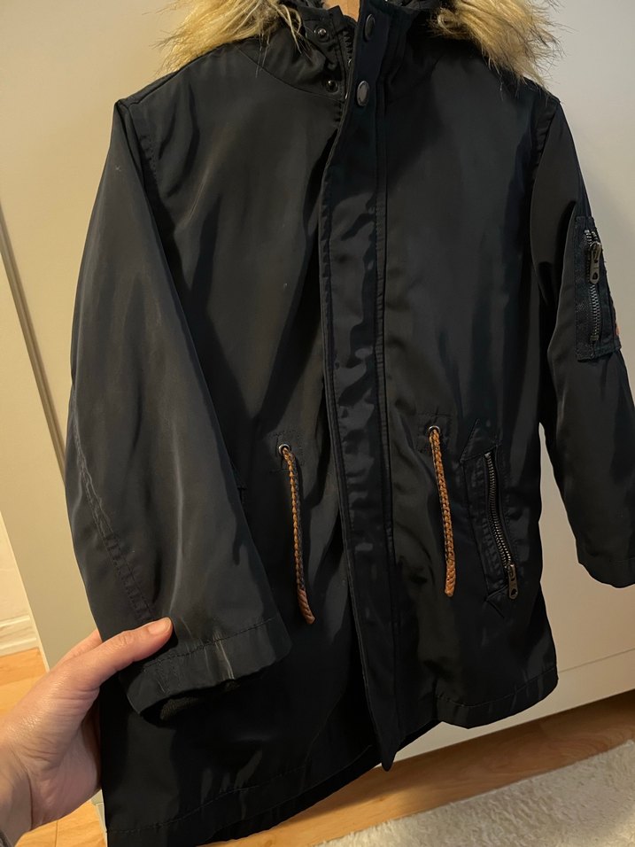 Siyah Erkek Çocuk Fermuarlı Kaban - Görsel 2