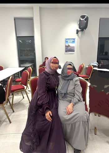 Uzun Mor Drapeli Gotik Kadın Abiye Elbise - Görsel 2