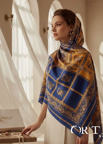 Parlak Camel Renkli Drapeli Kadın Şal - Görsel 2