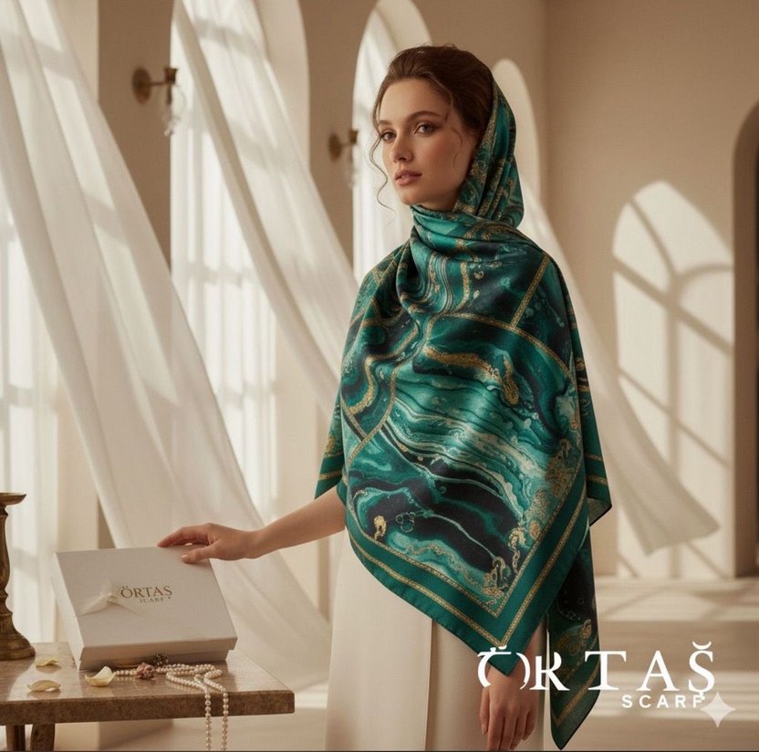 Parlak Camel Renkli Drapeli Kadın Şal - Görsel 3