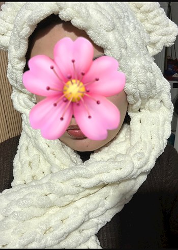 Bayan Beyaz Örgü Bohem Atkı - Görsel 2