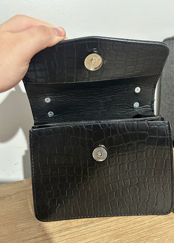 Klasik Siyah Yılan Derisi Desenli Deri Çanta - Görsel 3