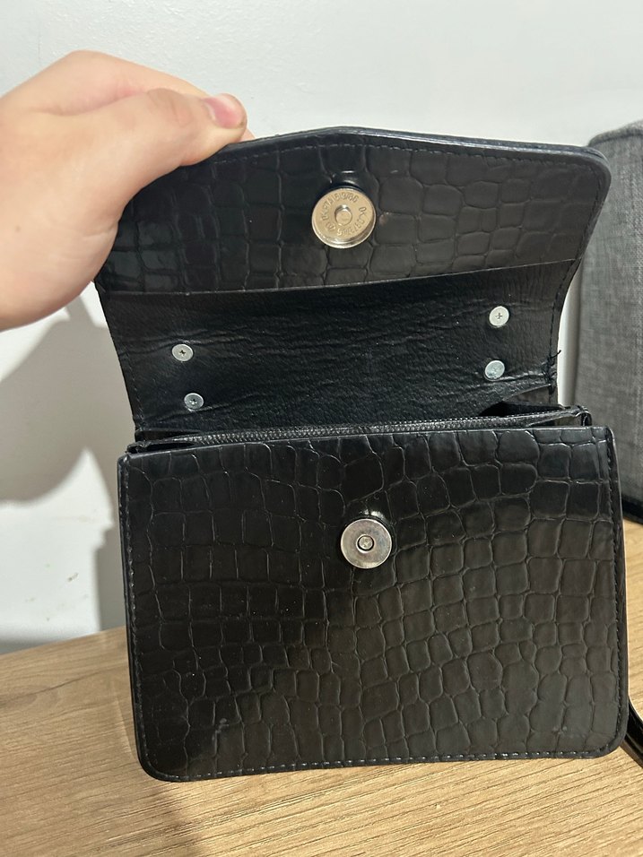 Klasik Siyah Yılan Derisi Desenli Deri Çanta - Görsel 3