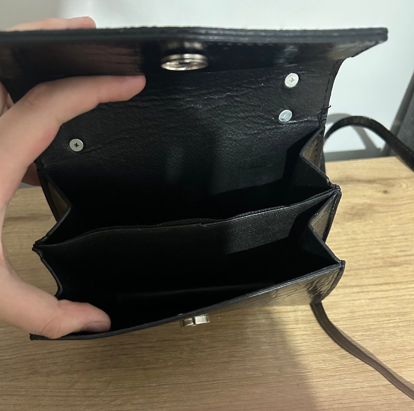 Klasik Siyah Yılan Derisi Desenli Deri Çanta - Görsel 2