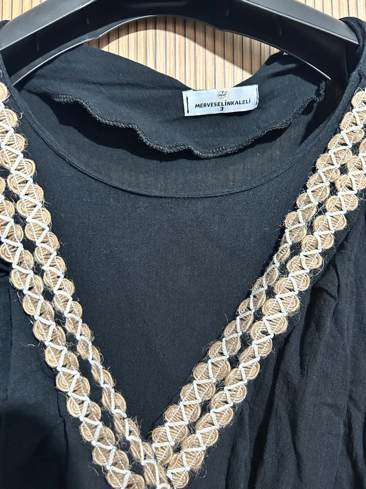 Nakışlı Siyah Bohem Uzun Elbise - Görsel 2