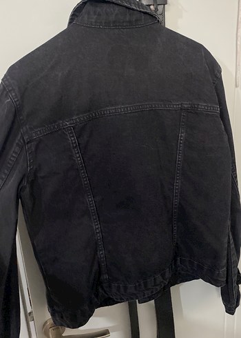 Siyah Kadın Denim Ceket Düğmeli - Görsel 3