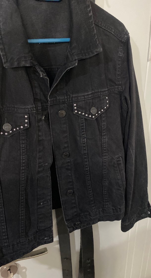 Siyah Kadın Denim Ceket Düğmeli - Görsel 4