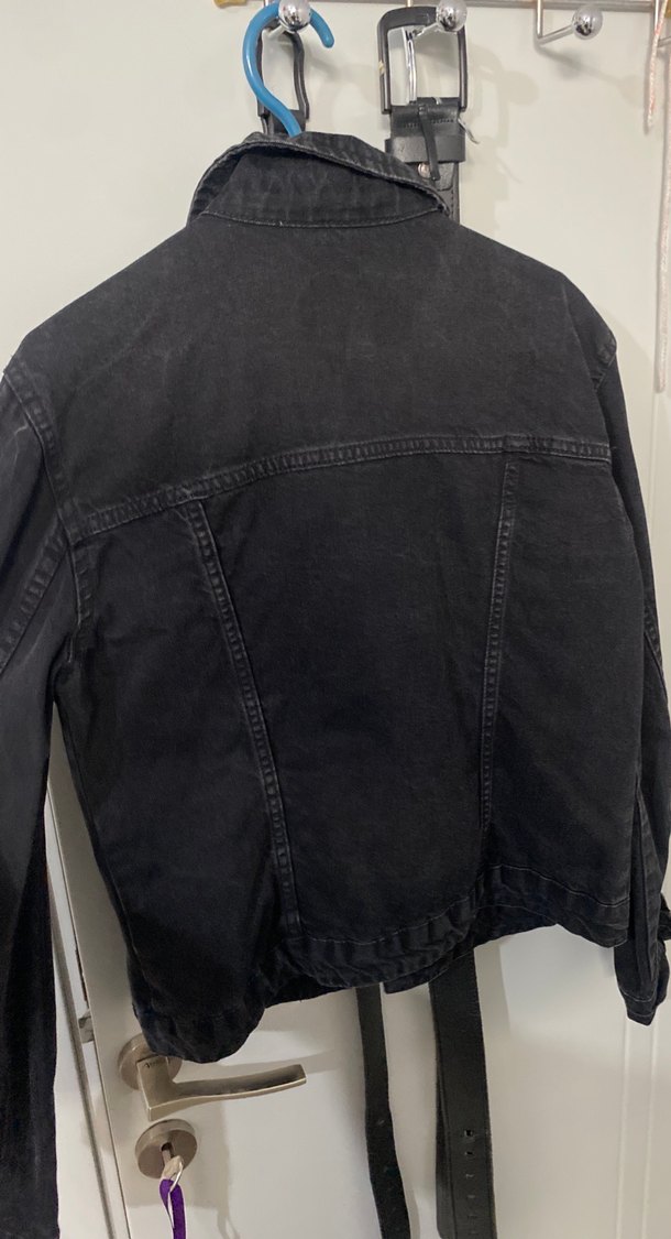 Siyah Kadın Denim Ceket Düğmeli - Görsel 3