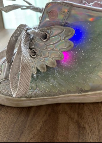 Kız Çocuk Gri Parlak Taşlı Spor Ayakkabı - Görsel 3