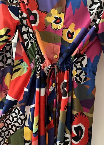 Renkli Desenli Uzun Kadın tunik - Görsel 3