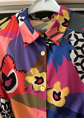 Renkli Desenli Uzun Kadın tunik - Görsel 2