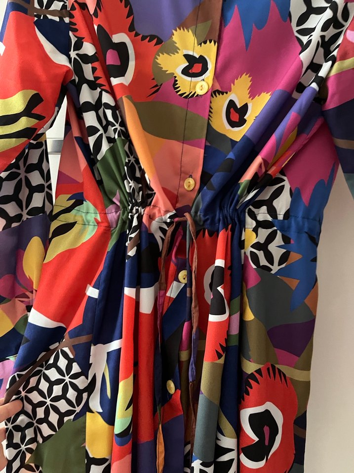 Renkli Desenli Uzun Kadın tunik - Görsel 3