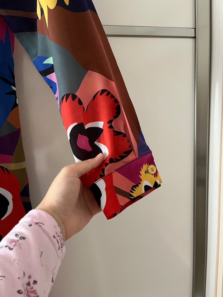 Renkli Desenli Uzun Kadın tunik - Görsel 4