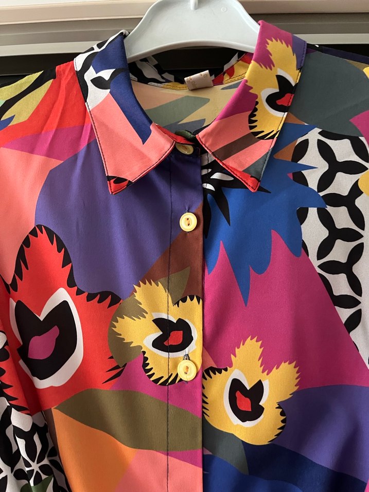 Renkli Desenli Uzun Kadın tunik - Görsel 2