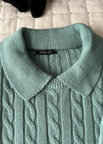Örgü Yeşil Kadın Kazak - Görsel 2