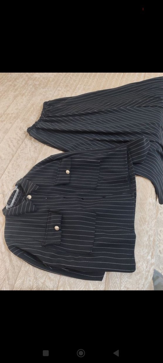 Düğmeli Siyah Çizgili Kadın Manşet Düğmesi - Görsel 3