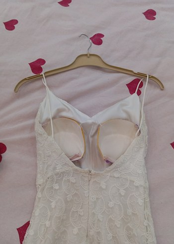 Dantel Detaylı Mini Beyaz elbise - Görsel 4