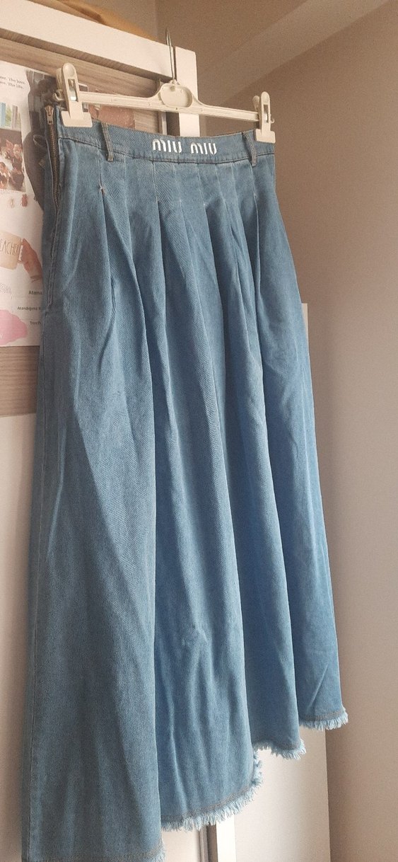 Mavi Pilili Uzun Kot Etek - Görsel 2