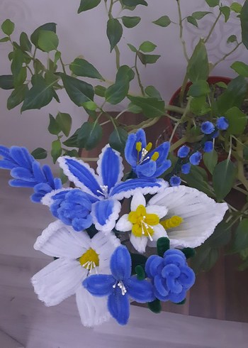 Mavi solmayan yapay çiçek - Görsel 2