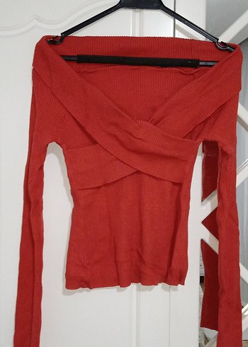 Kırmızı V Yaka Triko Kadın Elbise - Görsel 8