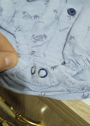 Düğmeli Mavi Erkek Bebek Kısa Kollu Body - Görsel 3