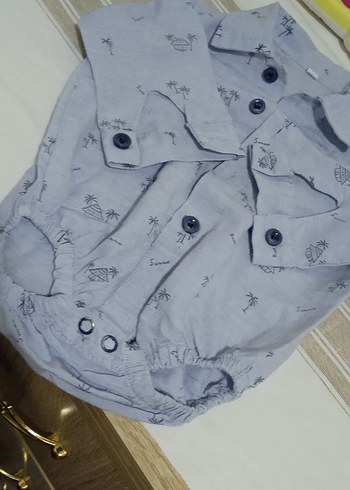 Düğmeli Mavi Erkek Bebek Kısa Kollu Body - Görsel 5