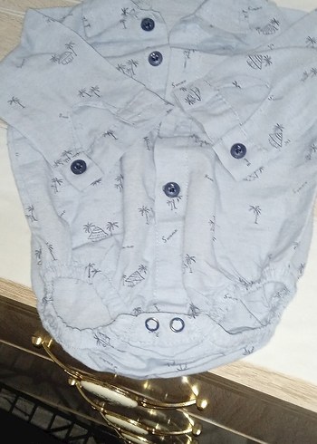 Düğmeli Mavi Erkek Bebek Kısa Kollu Body - Görsel 2