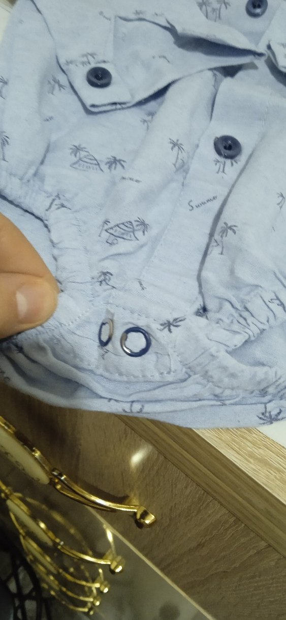 Düğmeli Mavi Erkek Bebek Kısa Kollu Body - Görsel 3