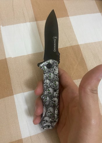 Kurukafa Desenli Yarı Otomatik Çakı Bıçak - Görsel 4