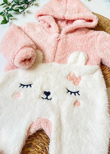 Nakışlı Peluş Bebek Kız Tulumu - Görsel 2