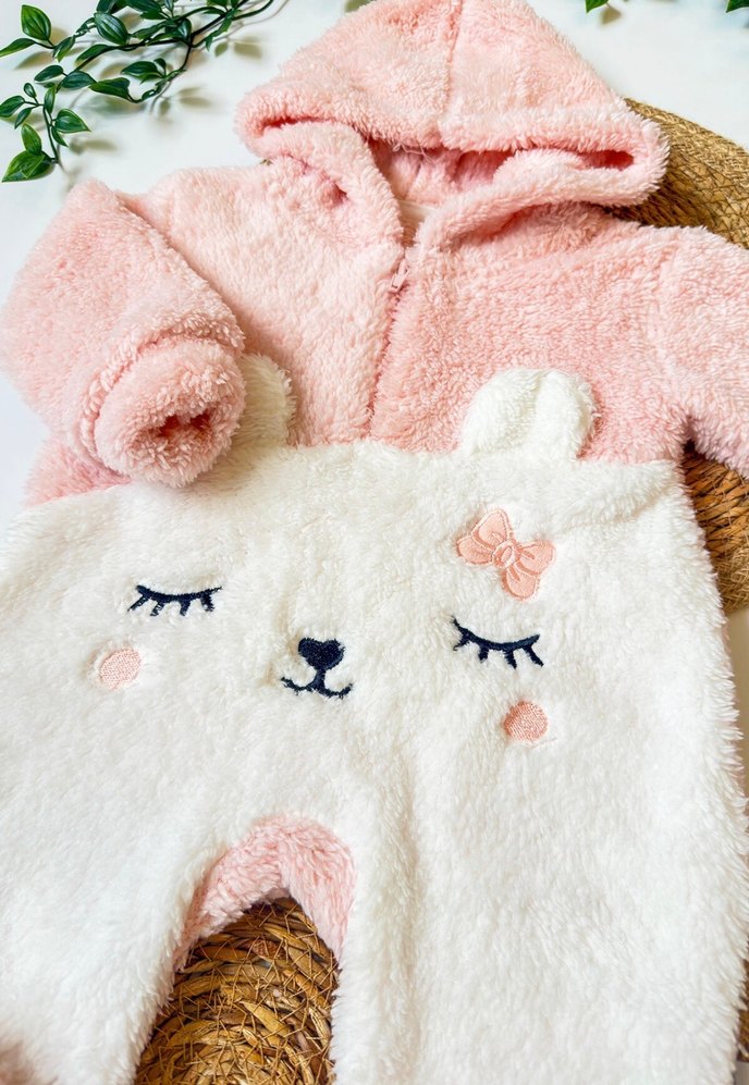 Nakışlı Peluş Bebek Kız Tulumu - Görsel 2