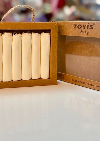 Bej Renk Sade Bebek Ağız Mendili Kutulu 7 Adetli - Görsel 3