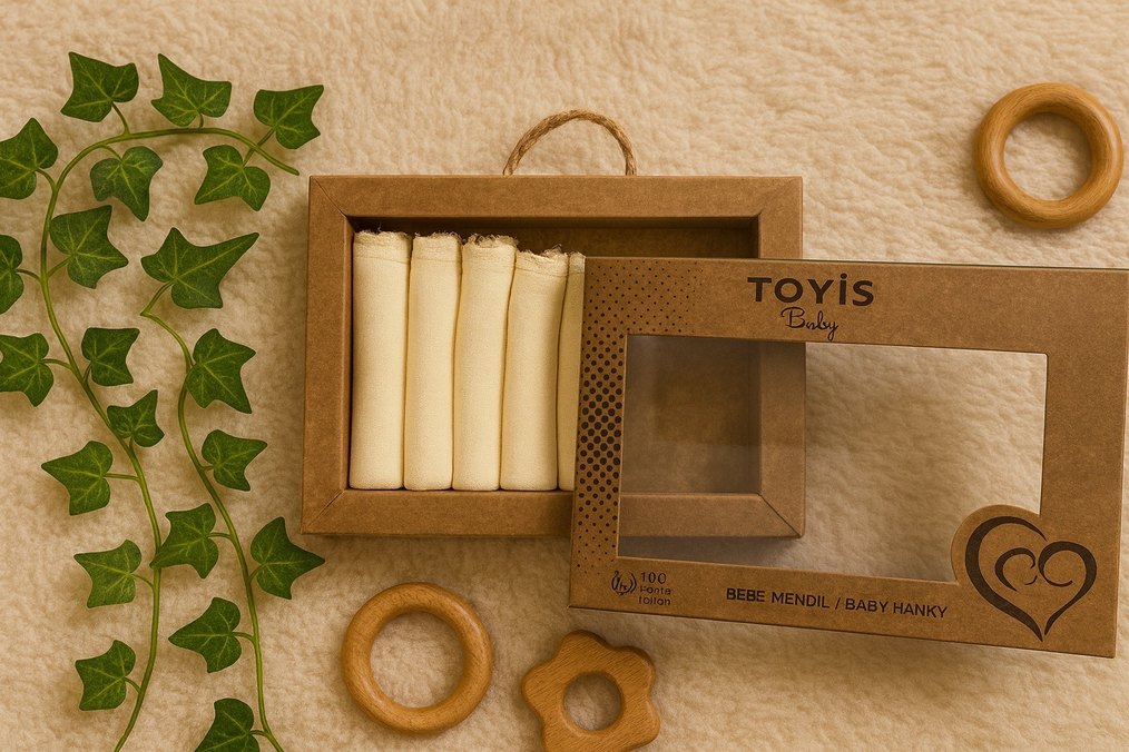 Bej Renk Sade Bebek Ağız Mendili Kutulu 7 Adetli - Görsel 2