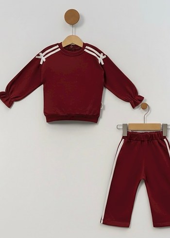 Bordo Rahat Kesim Kız Çocuk Eşofman Takımı - Görsel 2