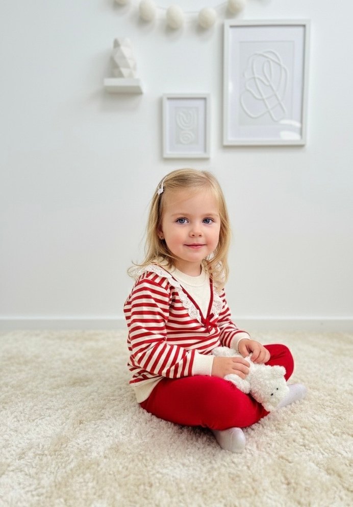 Kız Çocuk Çizgili Takım - Görsel 2